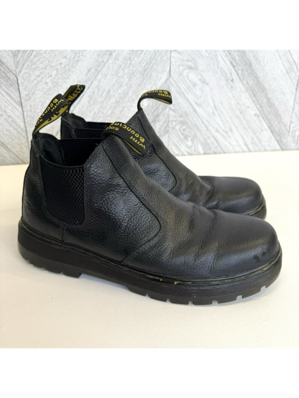 Dr Martens Hardie Chelsea Boots Shoes Black Leather Pull On Mens US 11 EU 45